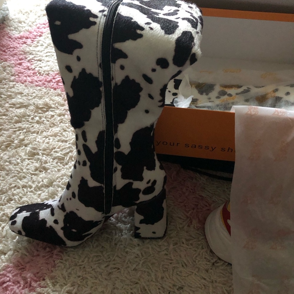 Brand new cow print boots